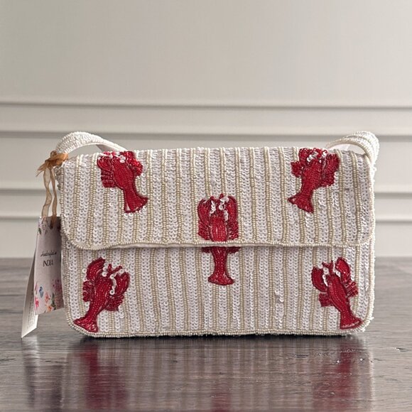 NEW Beaded Lobster Shoulder Bag - Viral Coastal Summer Collector’s Bag Red - Picture 7 of 7